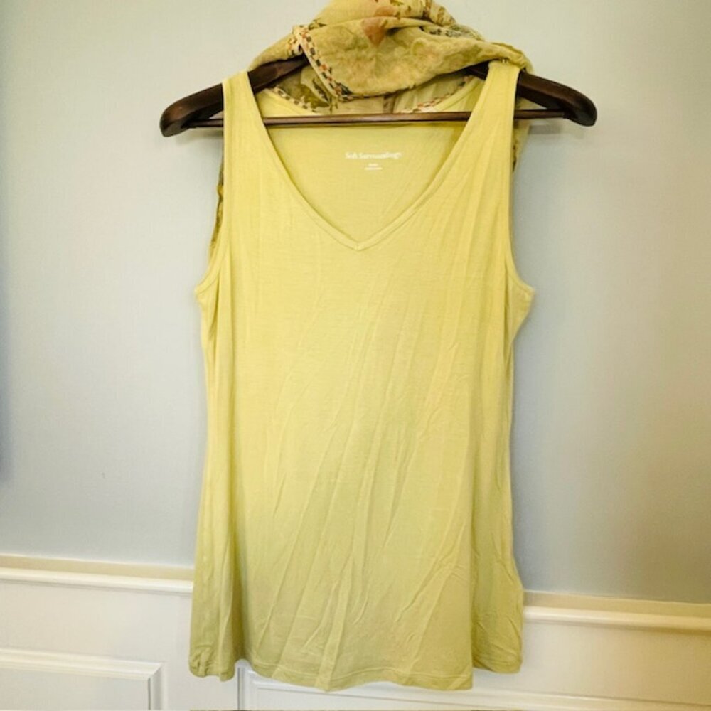 Soft Surroundings Serenata Floral Embroidered & Beaded Tunic Blouse & Tank Top S - Picture 10 of 13